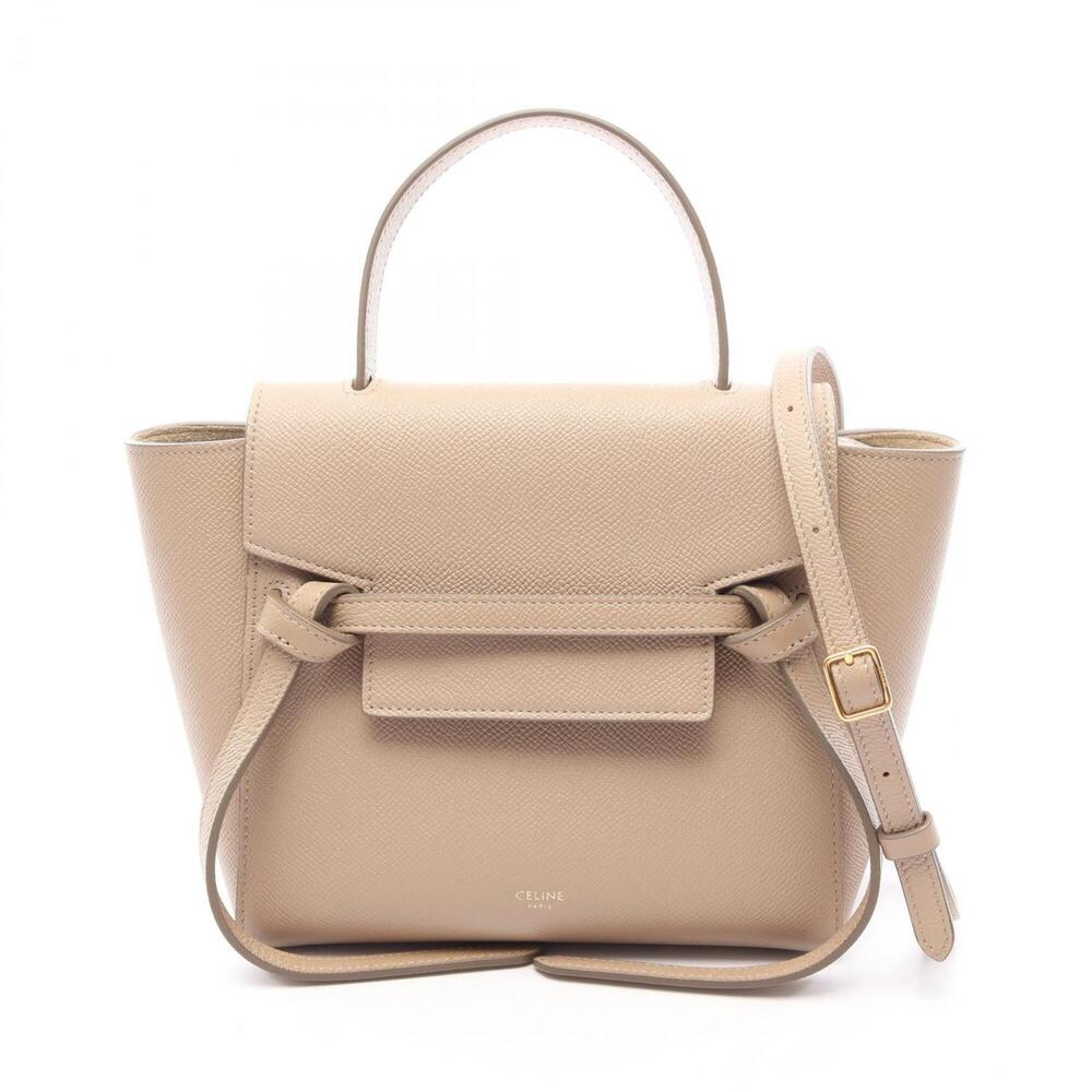 Celine CELINE Belt Bag Nano 2-Way Handbag Leather Women's Beige 189003ZVA･18CT